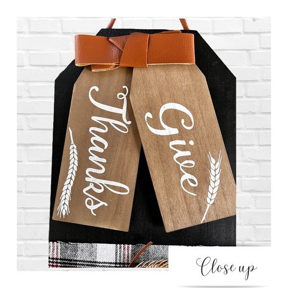 Thanksgiving Fall Wood Door NWT Hanger Decor Plaid Heavy Piece by Broyhi… - Picture 2 of 4